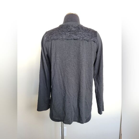 Downeast Black Lace Pullover Shirt Long Sleeve Black V Neck Comfy Casual Small - Picture 4 of 12